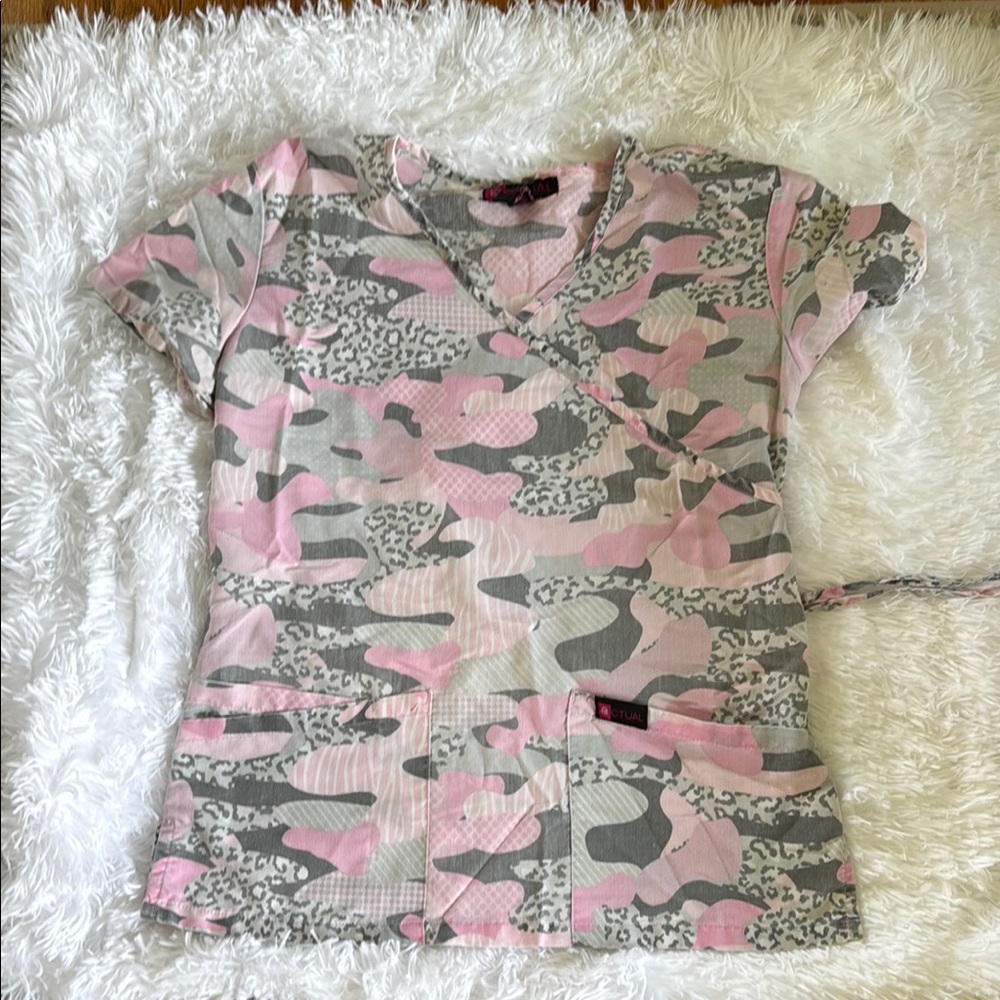 Pink and Gray Camouflage Short Sleeve Tee with Soft Fabric